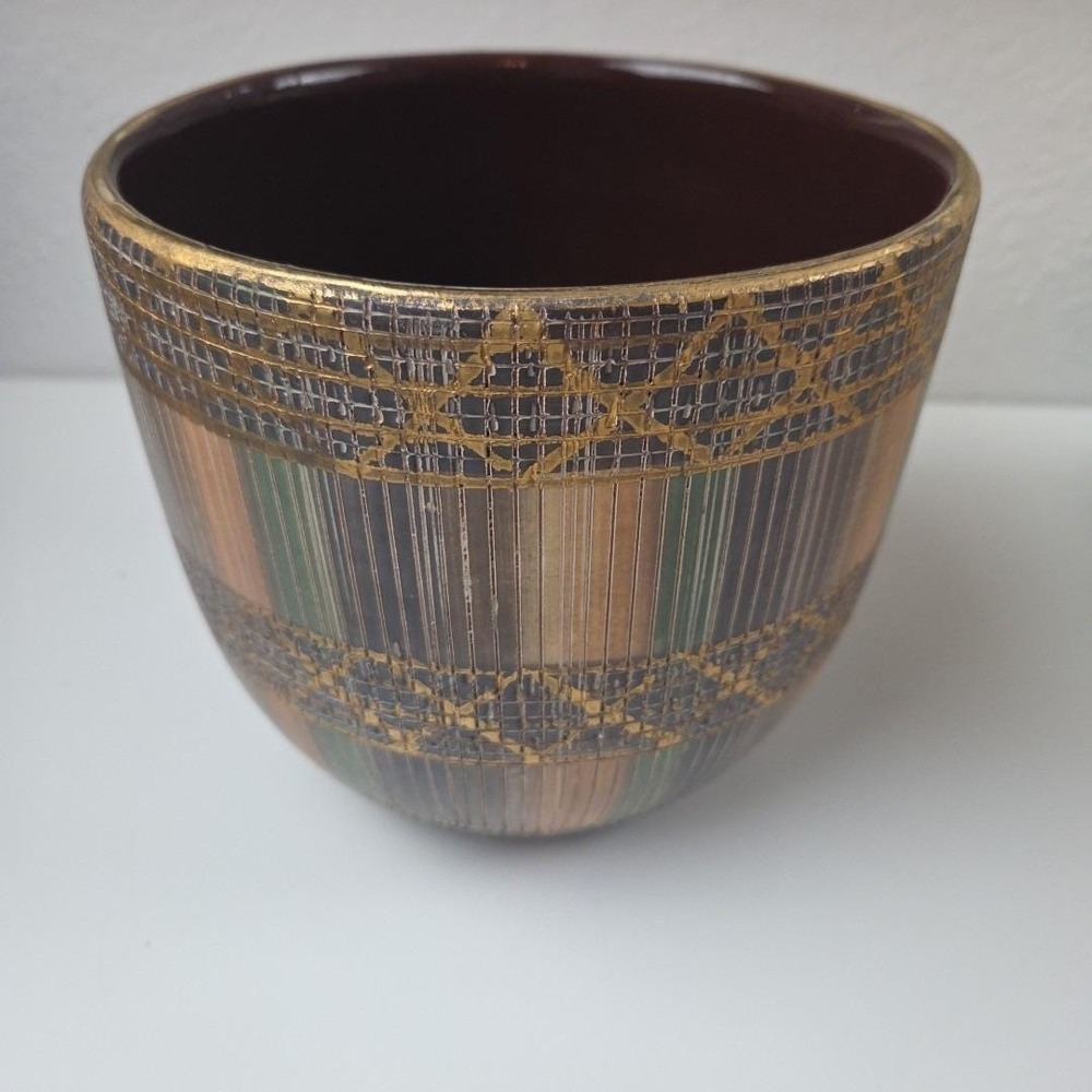 VTG Bitossi Seta Italian Ceramic Planter Pot Earthy Hues 5.75" Tall x 6.5" Wide - Picture 9 of 16